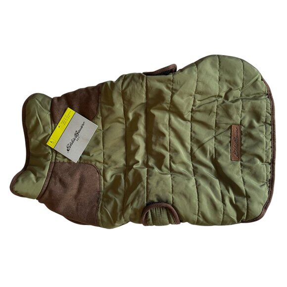 Eddie Bauer Quilted Dog Coat Jacket Sz Large Green New NWT Fall Winter Warmth - Picture 1 of 13